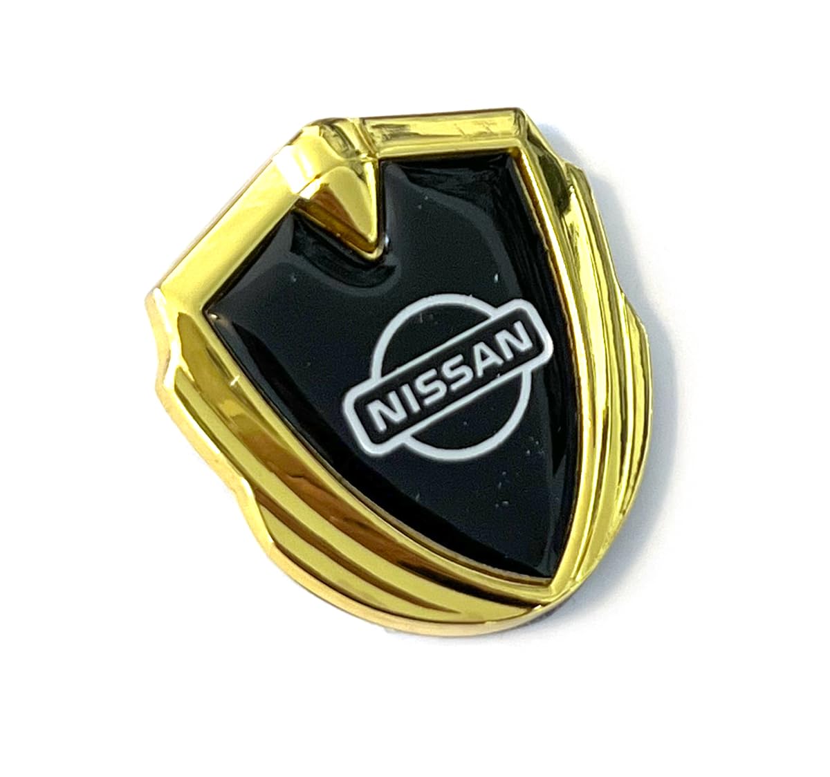 Emblem aus Metal in Gold Aufkleber mit Klebepad passend für Auto Tuning Style mit Logo. Für Fender, Gebäude, Innerraum usw. Sticker mit Emblem. (35mm x 40mm x 5mm) (Nissan) von SVV