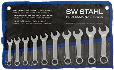 Sw Stahl Gabelringschlüsselsatz, 10-19 mm, extra kurz, 10-teilig [Hersteller-Nr. 00840L] von SW STAHL