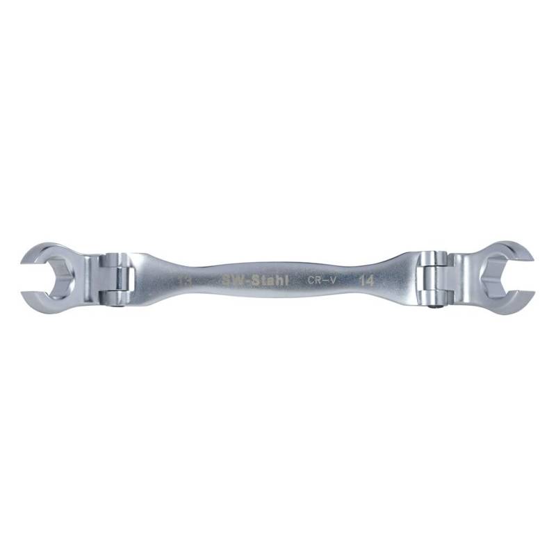 SW-Stahl 01488L-13X14 Bremsleitungsschlüssel, 13 x 14 mm I Offener Ringschlüssel Stahllegierung I Bremsleitungsschlüssel Set 2-teilig aus Chrom-Vanadium von SW-Stahl