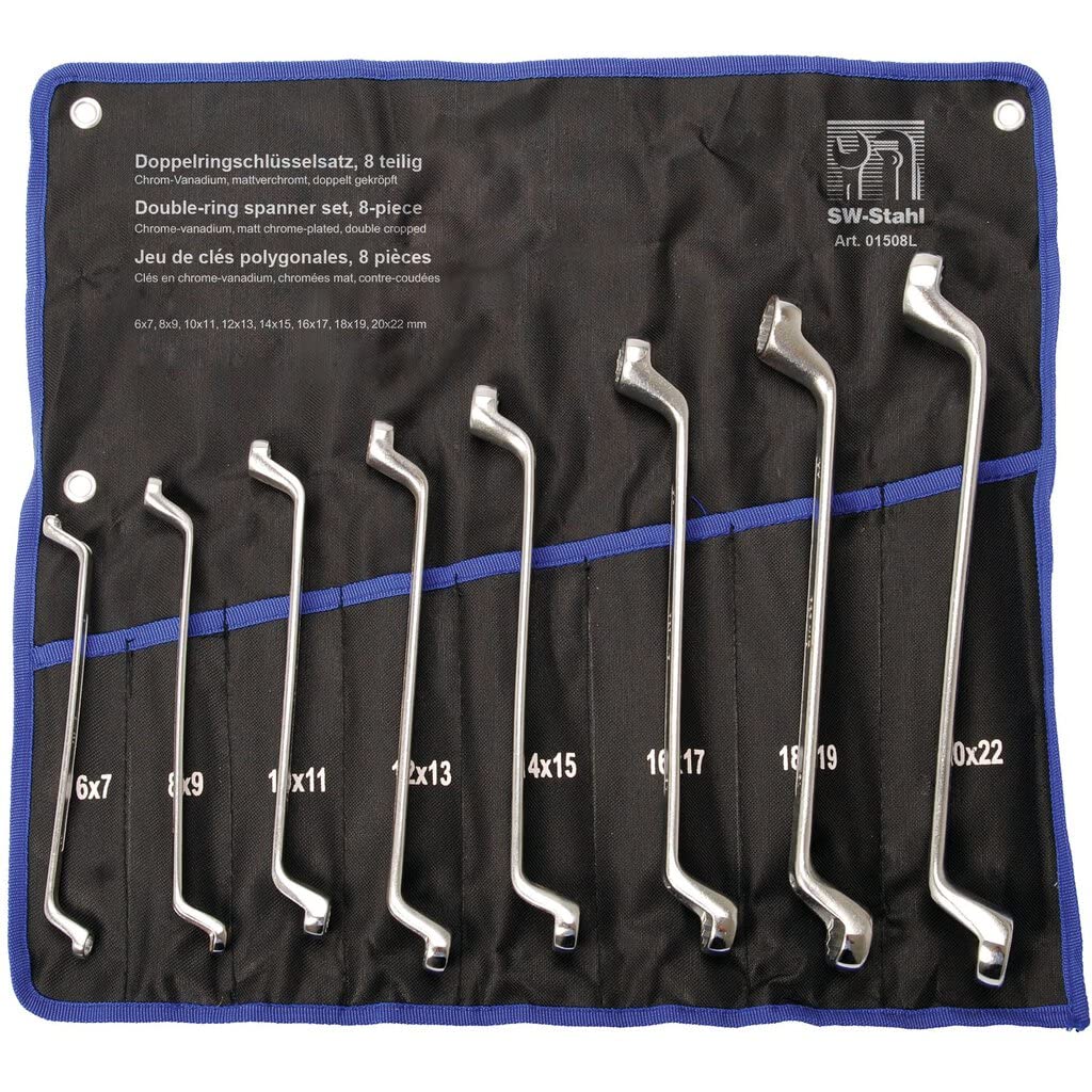 SW-Stahl 01508L Doppelringschlüssel-Satz 6-22 mm, 8-teilig tief gekröpft I Ringschraubenschlüssel I Doppel-Schraubenschlüssel Set I Ringschlüssel-Set gekröpft SW-Stahl 01508L Doppelringschlüssel-Satz 6-22 mm, 8-teilig tief gekröpft I Ringschraubenschlüssel I Doppel-Schraubenschlüssel Set I Ringschlüssel-Set gekröpft von SW-Stahl