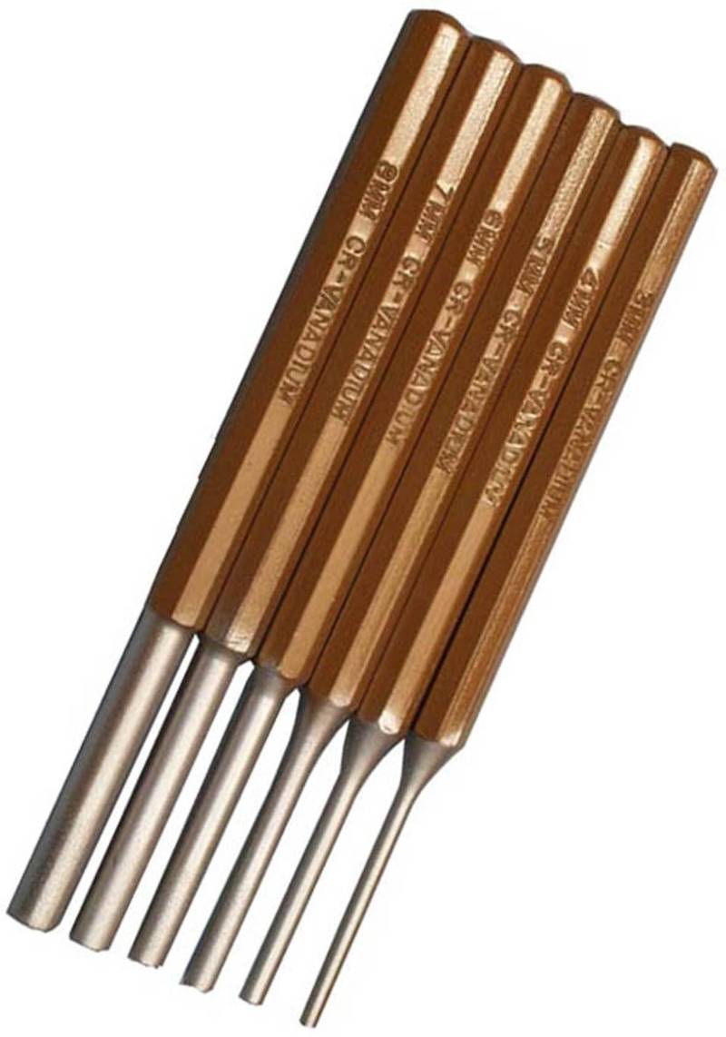 SW-Stahl 82630L Splinttreiber-Satz, 3-8 mm, 6-teilig I Chrom-Vanadium Stahl I 130 mm Länge I Profi Werkzeuge I Auto Reparatur Werkzeuge I Set für Splinttreiber von SW-Stahl