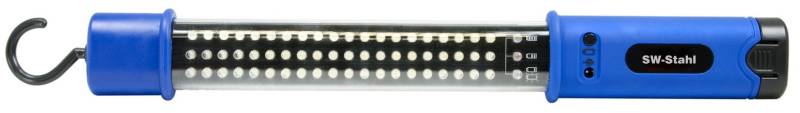 SW-Stahl S9722 LED-Werkstattleuchte I praktische kabellose Werkstattlampe I 60 superhelle 500lm I Mit 3-Stunden Batteriestandsanzeige I Inkl. 230V Netzadapter I LED Arbeitsleuchte für Garage von SW-Stahl