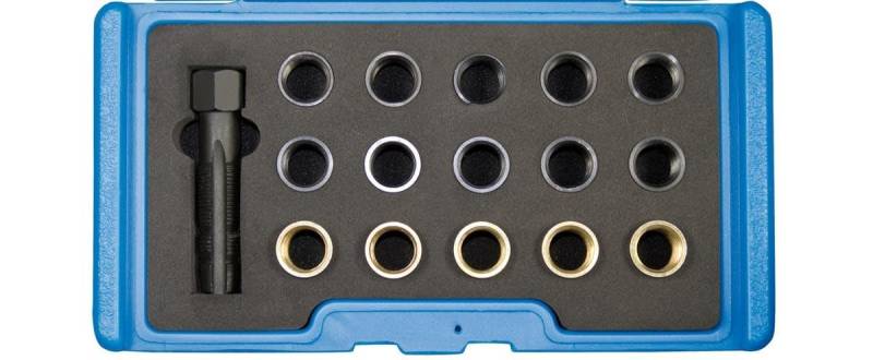SW-Stahl 10610L Reparatursatz für Zündkerzengewinde, 16-teilig I Zündkerzengewindereparaturset M14x1.25 I Werkzeugset Stahllegierung I Gewindeeinsatz Set Präzision I Gewindeschneider Set HSS von SW-Stahl