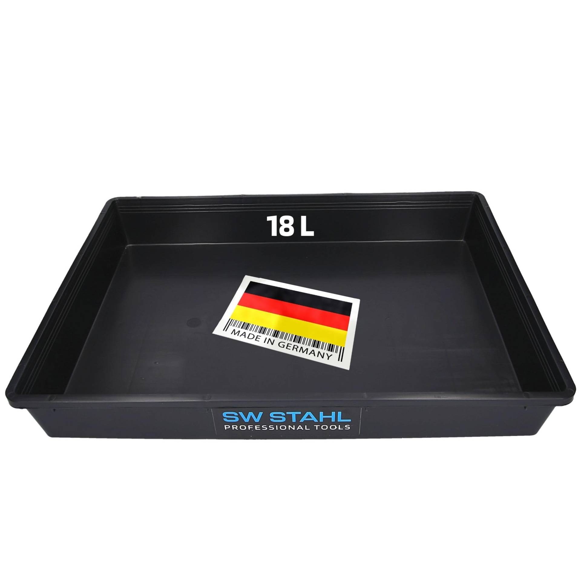 SW-Stahl 07376L Auffangwanne für Auto & KFZ | Ölwanne aus Kunststoff | 56 x 43 x 8,5 cm | 18 Liter Fassungsvermögen | Made in Germany von SW-Stahl