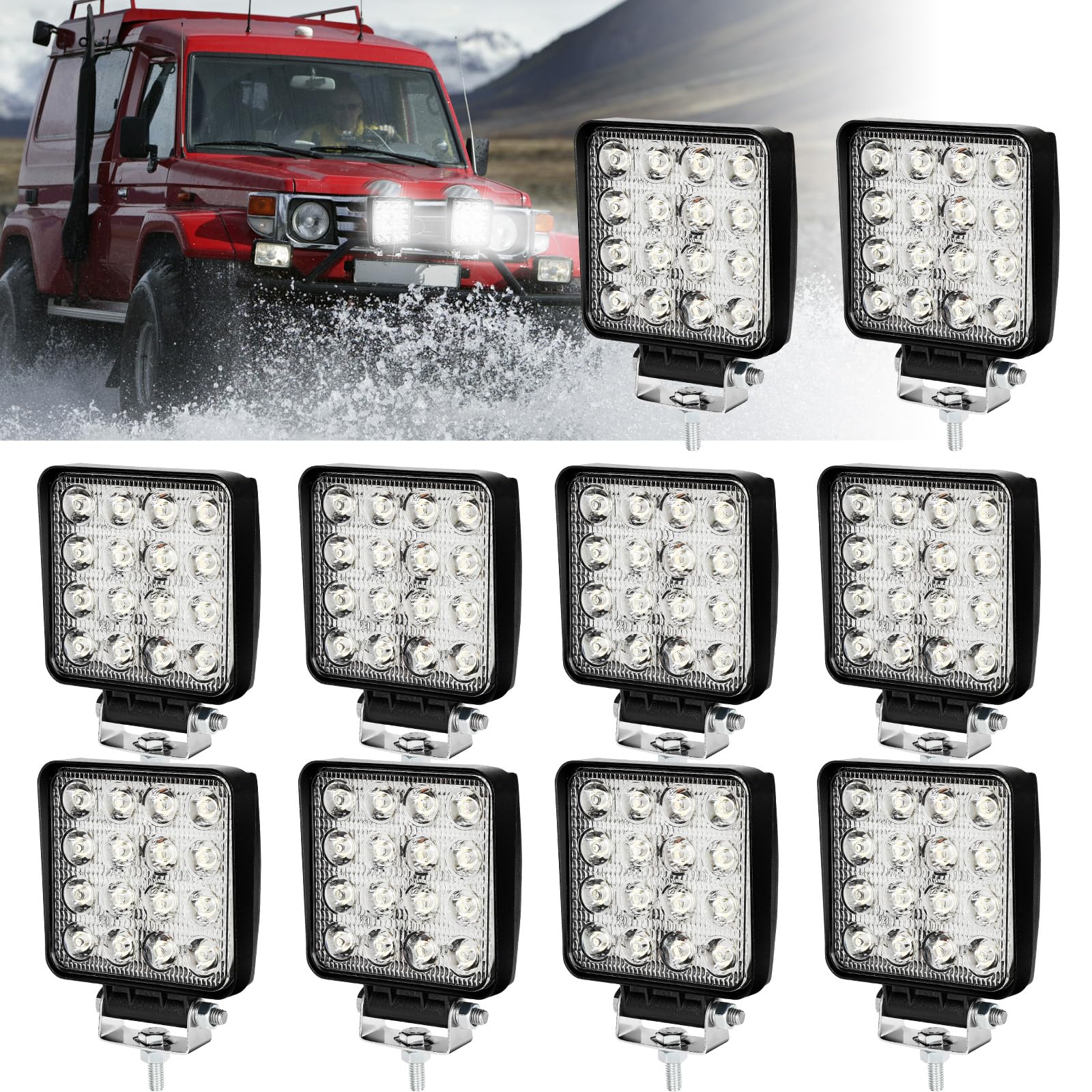 SWANEW 10 Stück LED Arbeitsscheinwerfer DC 12-24V Zusatzscheinwerfer Arbeitslicht 48W Scheinwerfer Arbeitsleuchte 6000K Flutlicht SWANEW 10 Stück LED Arbeitsscheinwerfer DC 12-24V Zusatzscheinwerfer Arbeitslicht 48W Scheinwerfer Arbeitsleuchte 6000K Flutlicht von SWANEW