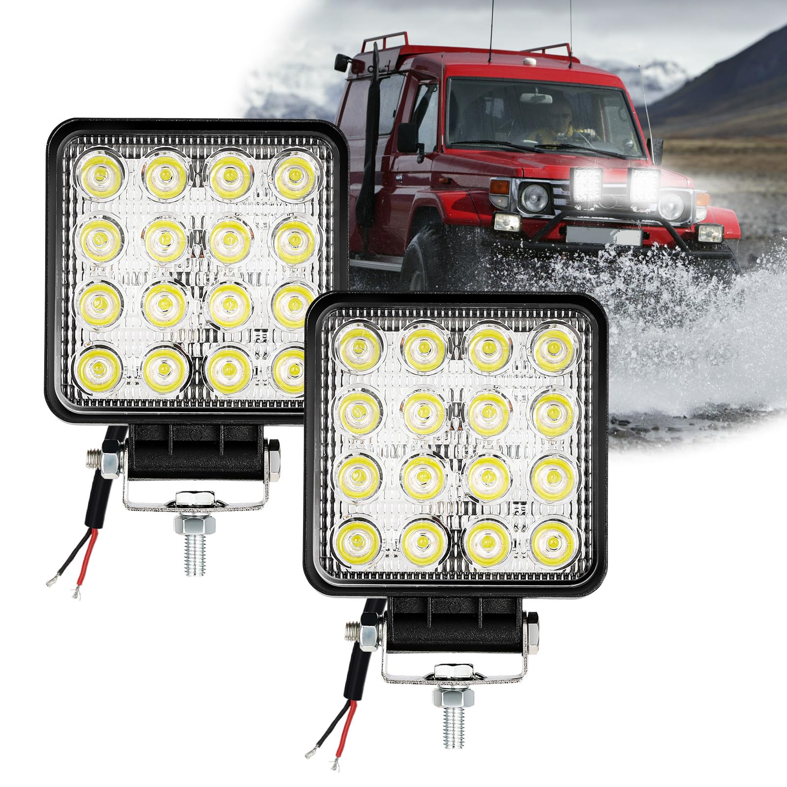 SWANEW LED Arbeitsscheinwerfer 2 X 48W Zusatzscheinwerfer 12V 24V Scheinwerfer IP67 Wasserdicht für Trecker Bagger SUV, UTV, ATV SWANEW LED Arbeitsscheinwerfer 2 X 48W Zusatzscheinwerfer 12V 24V Scheinwerfer IP67 Wasserdicht für Trecker Bagger SUV, UTV, ATV von SWANEW