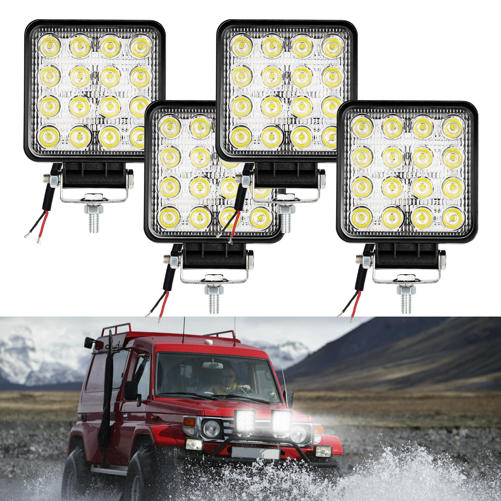 SWANEW LED Arbeitsscheinwerfer 4 X 48W Zusatzscheinwerfer 4320LM Scheinwerfer Flutlicht Spotlight 6000K Wasserdicht IP67 Arbeitslicht SWANEW LED Arbeitsscheinwerfer 4 X 48W Zusatzscheinwerfer 4320LM Scheinwerfer Flutlicht Spotlight 6000K Wasserdicht IP67 Arbeitslicht von SWANEW