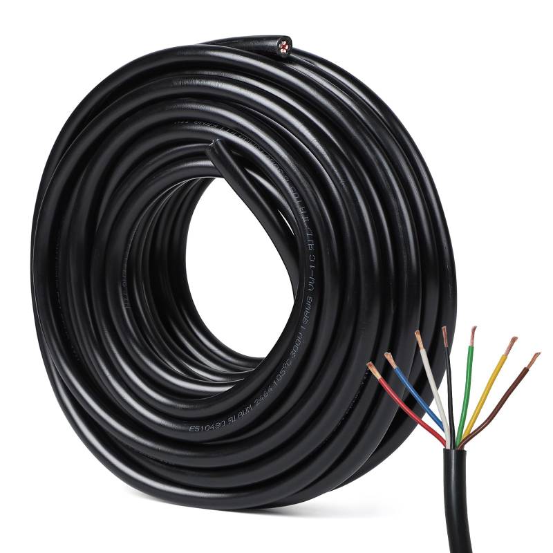 SWAWIS 10M Fahrzeugkabel 7 Adrig 0.8mm² Anhängerkabel 7 Polig Anhänger Kabel Flexible Fahrzeugleitung Rundkabel Kupferkern für LKW KFZ RV Verschiedene Anwendungen von SWAWIS