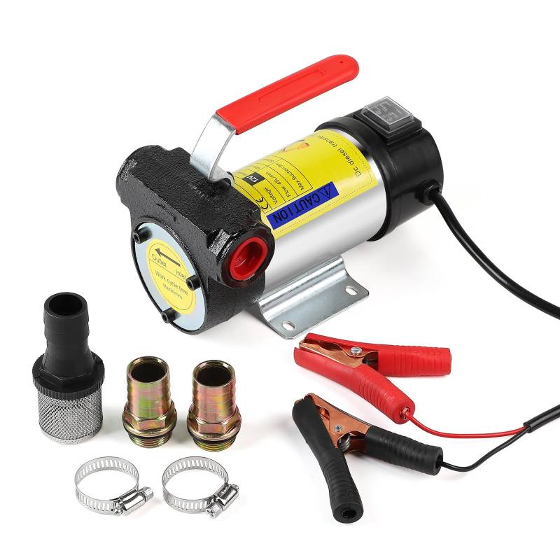 SWAWIS 12V 175W Ölabsaugpumpe Dieselpumpe Elektrisch 45L/Min Ölpumpe mit Kupfermotor Ölwechselpumpe für LKW Boot für Tankstellen Schiffe Ölfelder Tankwagen Bagger,Vorwärts und Rückwärtsdrehung Möglich von SWAWIS