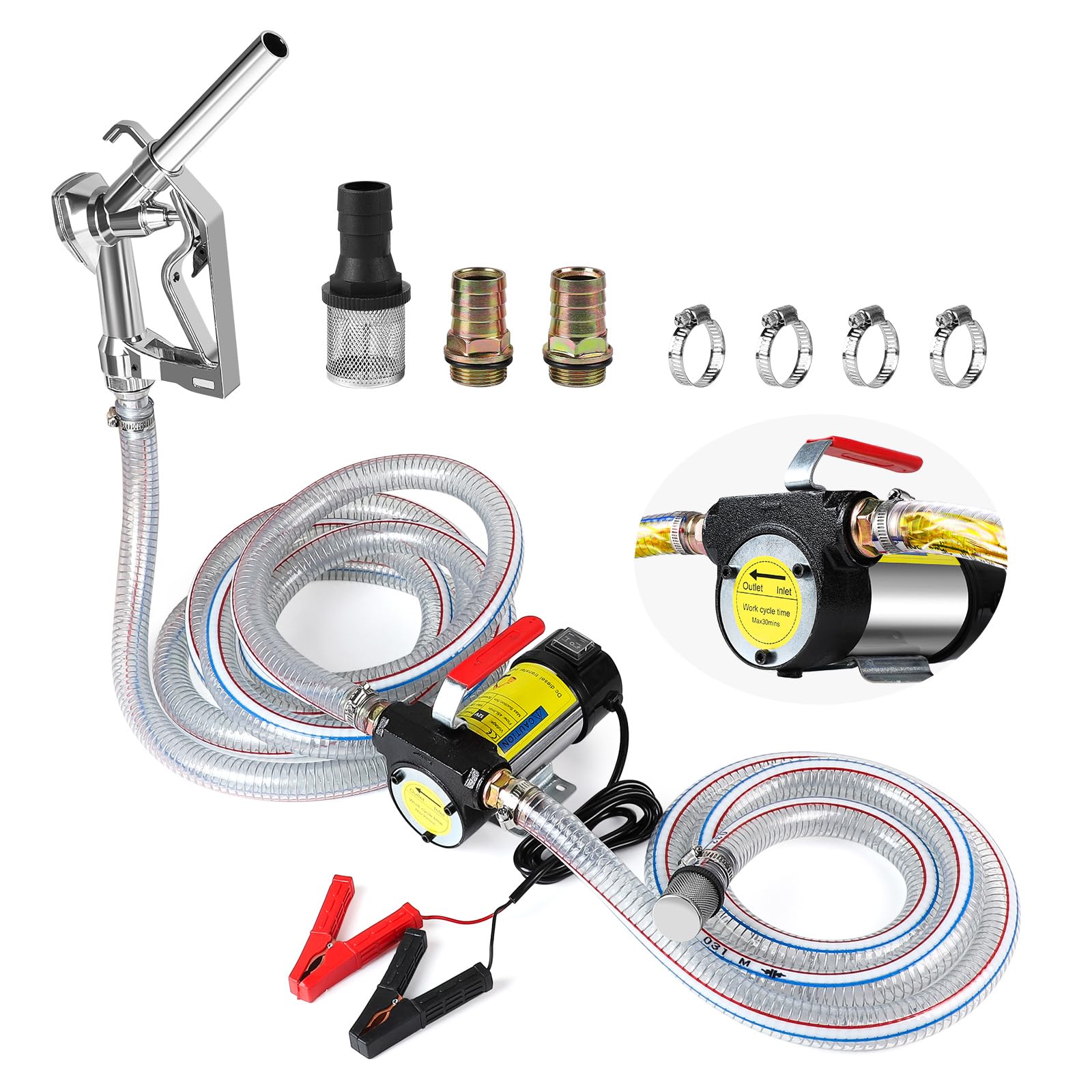 SWAWIS Dieselpumpe 12V 175W Elektrische Diesel Umfüllpumpe mit Manueller Ölpistole und Drahtschlauch, 45L/Min Absaugpumpe Kraftstoffpumpe für Tankstellen Schiffe Ölfelder Tankwagen Bagger SWAWIS Dieselpumpe 12V 175W Elektrische Diesel Umfüllpumpe mit Manueller Ölpistole und Drahtschlauch, 45L/Min Absaugpumpe Kraftstoffpumpe für Tankstellen Schiffe Ölfelder Tankwagen Bagger von SWAWIS