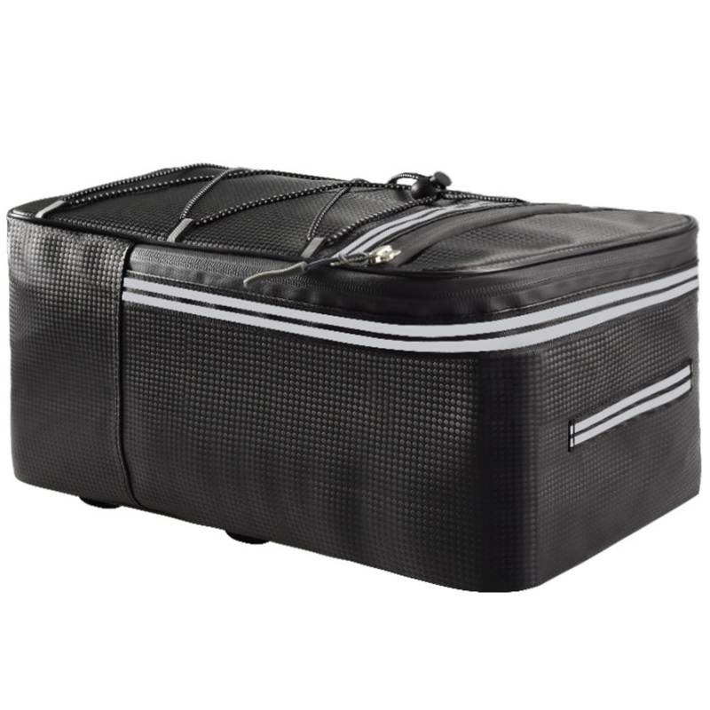 Fahrradpanner, 13x8x7 Zoll 15L Fahrradregalbeutel wasserdichtes PU -Leder -Heckbeutel mit elastischer Krawatte Reflektierender Reißverschluss mit Befestigungsband Sattelbeutel für hintere Rack von SWEETBIUTI