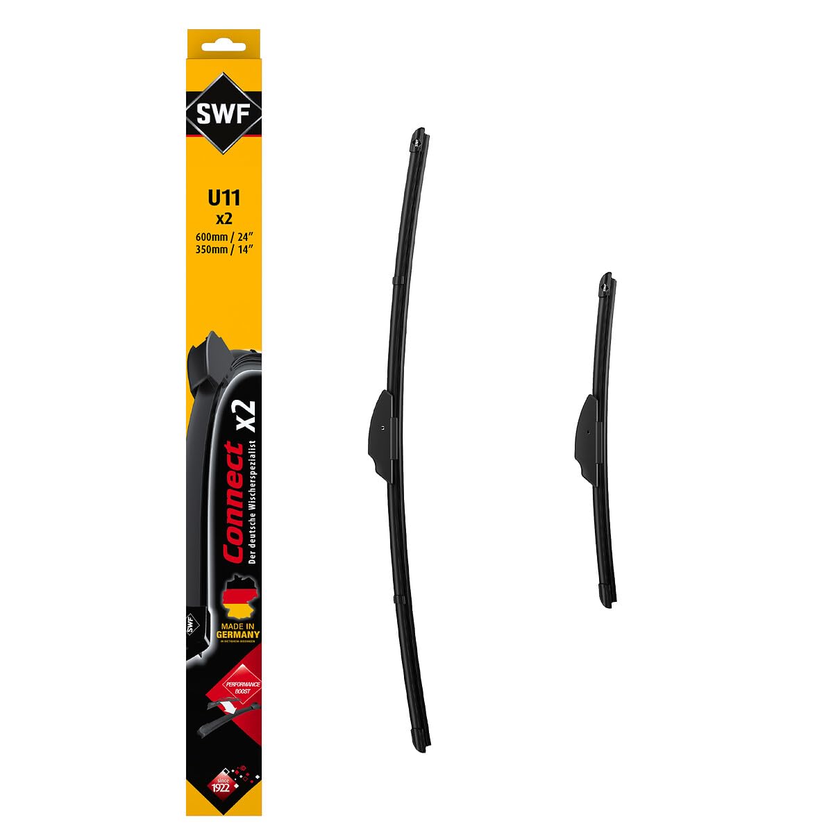 SWF Connect Wischer – U11 – Kit Aus in Deutschland Hergestellten Flachbalkenwischern Für Optimale Wischleistung 600mm/350mm – Vorne – 2er-Set von SWF