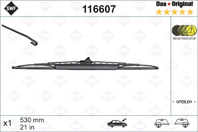 Swf Wischblatt [Hersteller-Nr. 116607] für Alfa Romeo, Aston Martin, Audi, BMW, Chevrolet, Fiat, Ford, Gm Korea, Jeep, Kia, Lancia, Maserati, Mazda, M von SWF