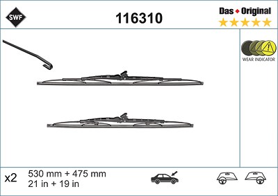 Swf Wischblatt [Hersteller-Nr. 116310] für Alfa Romeo, Fiat, Kia, Lancia, Mazda, Mitsubishi, Nissan, Subaru, Toyota von SWF