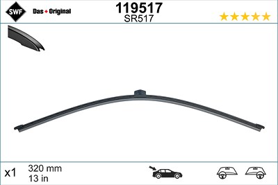 Swf Wischblatt [Hersteller-Nr. 119517] für Alfa Romeo, Audi, Cupra, Fiat, Mercedes-Benz, Nissan, Renault, Seat von SWF