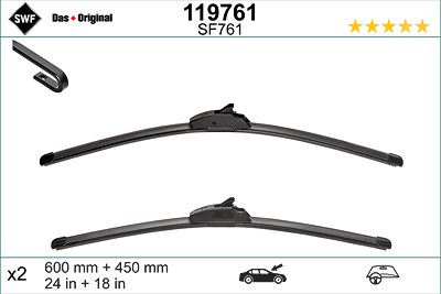 Swf Wischblatt [Hersteller-Nr. 119761] für Citroën, Dacia, Hyundai, Jeep, Kia, Mazda, Nissan, Peugeot, Renault, Ssangyong von SWF