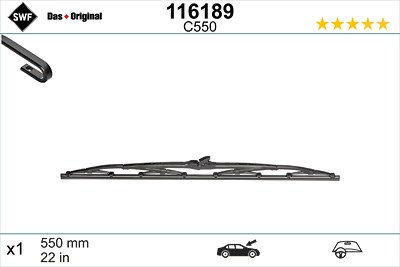 Swf Wischblatt [Hersteller-Nr. 116189] für Alpine, Audi, BMW, Cadillac, Chevrolet, Chrysler, Citroën, Dacia, Daewoo, Daihatsu, Dfsk, Dodge, Fiat, Ford von SWF