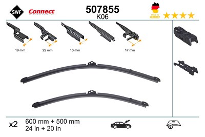 Swf Wischblatt [Hersteller-Nr. 507855] für Alfa Romeo, Audi, BMW, Ford, Ford Usa, Land Rover, Mg, Porsche, Renault, Volvo, VW von SWF