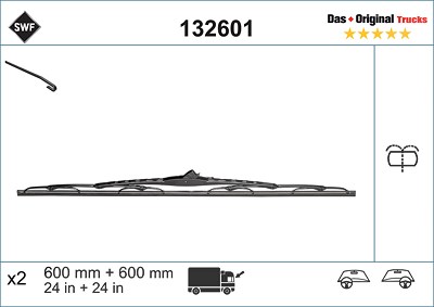 Swf Wischblatt [Hersteller-Nr. 132601] für Iveco, Nissan, Opel, Renault, Renault Trucks, Vauxhall von SWF
