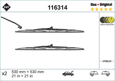 Swf Wischblatt [Hersteller-Nr. 116314] für Audi, Jeep, Peugeot, Renault, Saab, Volvo, VW von SWF