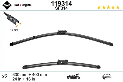 Swf Wischblatt [Hersteller-Nr. 119314] für Citroën, Ds, Opel, Peugeot, Skoda, Smart von SWF