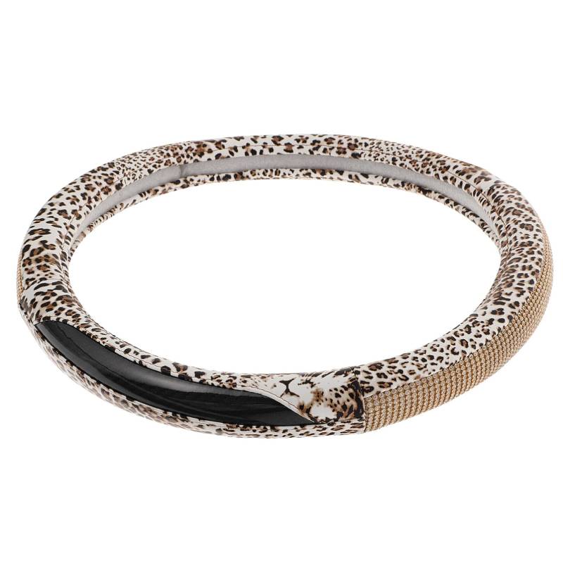 SWOOMEY 1Stück Lenkradbezug Leopard Muster Antirutsch Auto Radschutz Modischer Lenkradschutz Mit Strass Glitzer Für Hochwertige PU Materialien Exquisite Handwerkskunst von SWOOMEY