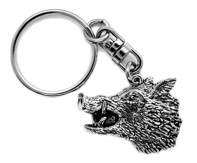 SWORLDesigns Wildschwein Kopf Hartzinn Schlüsselanhänger mit Geschenkbeutel von SWORLDesigns