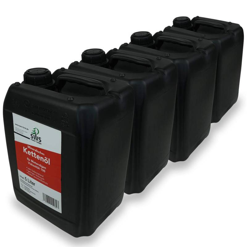 SWS Forst GmbH SUPER-OIL Kettenöl Sägekettenöl mit Haftzusatz für Kettensägen Führungsschienen und Sägeketten 4 x 5 Liter von SWS FORST GMBH
