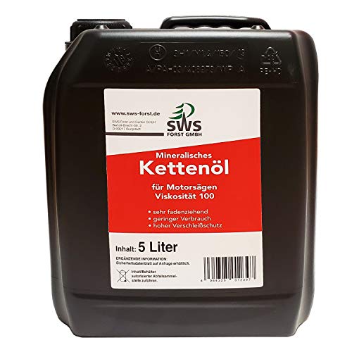 SWS Forst GmbH SUPER-OIL Kettenöl Sägekettenöl mit Haftzusatz für Kettensägen Führungsschienen und Sägeketten (5 Liter) von SWS FORST GMBH