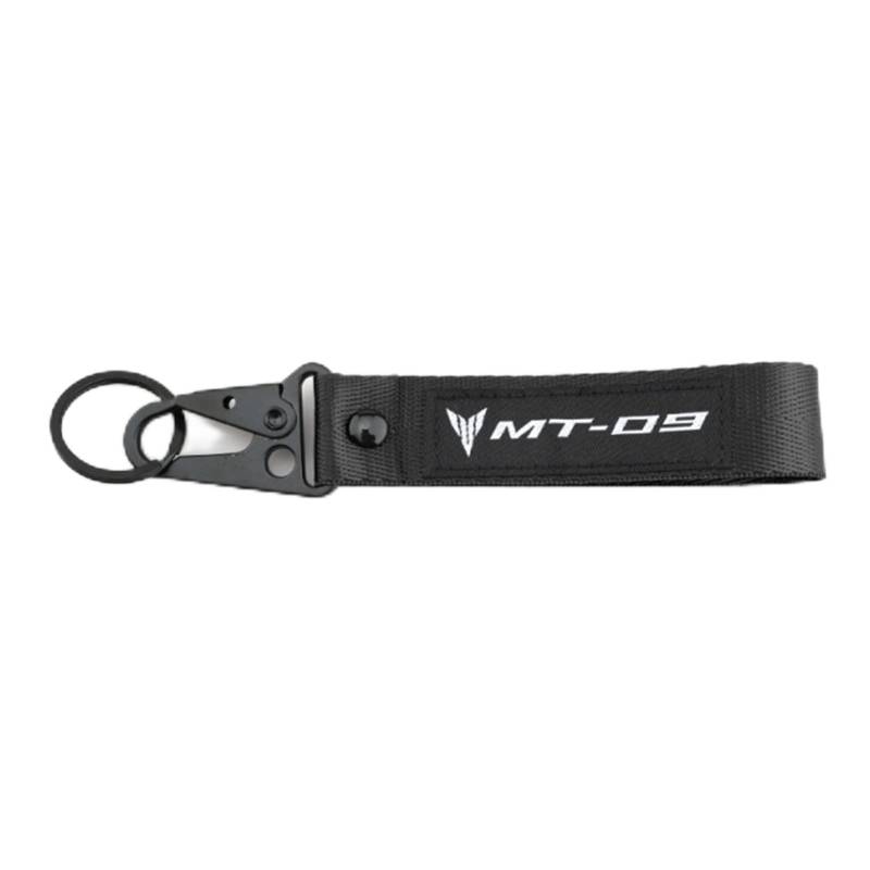 Motorrad Schlüsselanhänger Für Yamaha MT09 MT-09 2015-2021 Motorrad CNC Zubehör Schlüsseletui Cover Shell Embroidere Schlüsselanhänger Ring Kette (Farbe : 1 Black Keychain, Size : 1) von SXHM