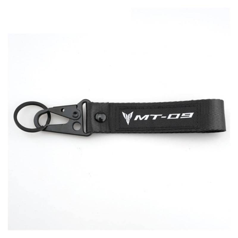 Motorrad Schlüsselanhänger Für Yamaha MT09 MT-09 2015-2021 Motorrad CNC Zubehör Schlüsseletui Cover Shell Embroidere Schlüsselanhänger Ring Kette (Farbe : 1 Black Keychain, Size : 1) von SXHM