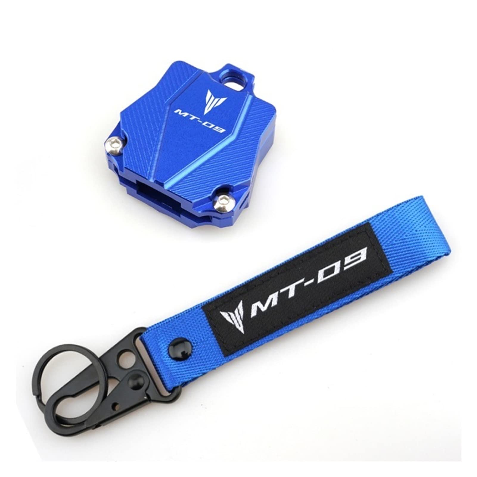 Motorrad Schlüsselanhänger Für Yamaha MT09 MT-09 2015-2021 Motorrad CNC Zubehör Schlüsseletui Cover Shell Embroidere Schlüsselanhänger Ring Kette (Farbe : One Set Blue, Size : 1) von SXHM