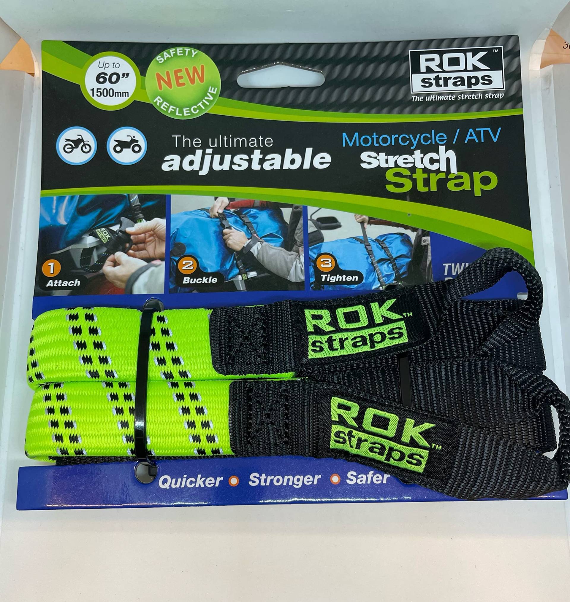ROKSTRAPS STRECH STRAP REFLECTIVE SAFETY GREEN_BLACK ROKSTRAPS STRECH STRAP REFLECTIVE SAFETY GREEN_BLACK von SXI