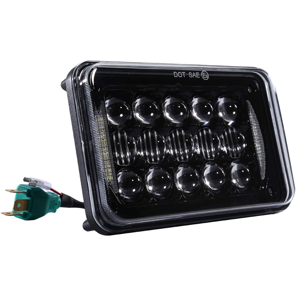 SXMA 48 Watt 4x6 zoll 5D LED Scheinwerfer Rechteckiger Scheinwerfer Ersatz mit DRL DOT Genehmigt LED Arbeitslicht Schwarz LED6448 (2 stücke) von SXMA