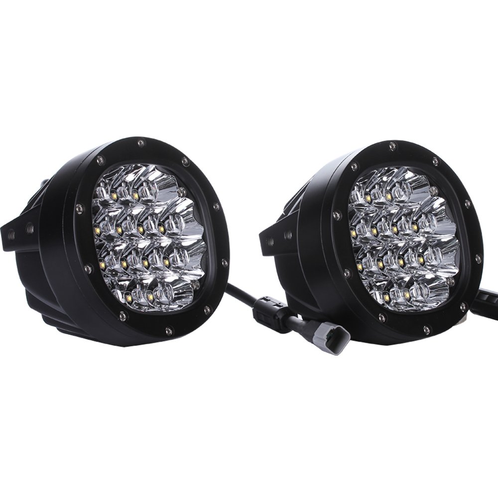 SXMA 5 "Zoll 80W Runde LED Fahrlichter LED Arbeitsscheinwerfer Frontschürze Kühlergrill Scheinwerfer Windschutzscheibe für 4x4 Dachstoßfänger ATV UTV Sattelschlepper-Boot von SXMA