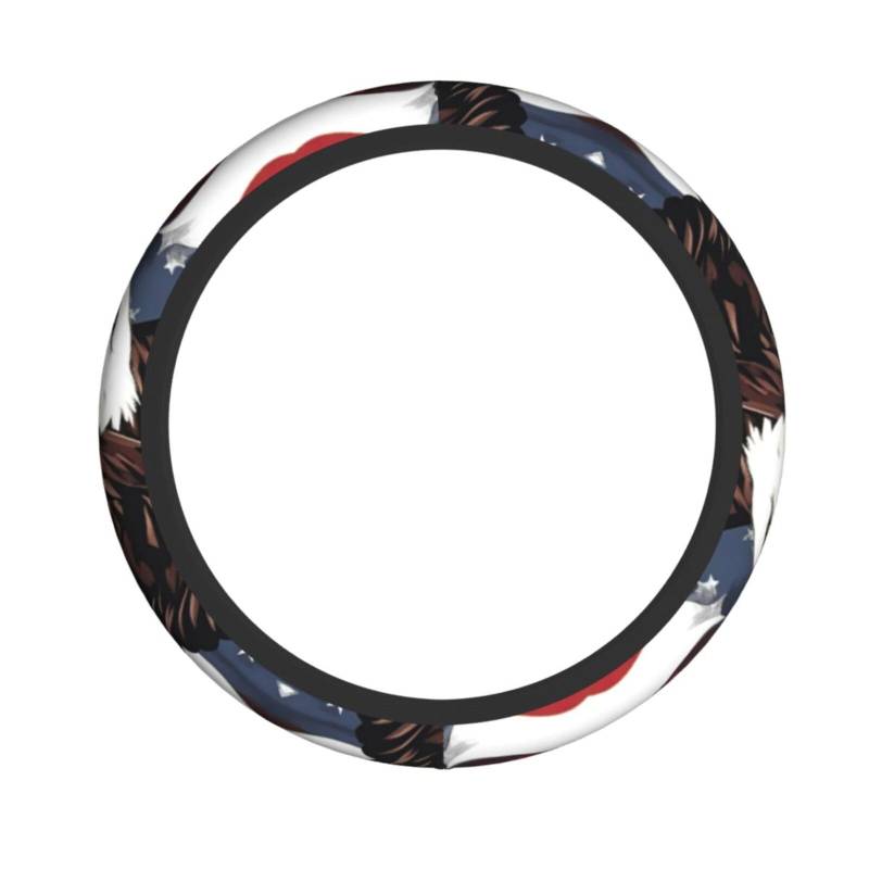 Auto-Lenkradbezug, Adler mit USA-Flagge, 38,1 cm, rutschfest, langlebig, universelle Passform für die meisten Autos von SXOOGE