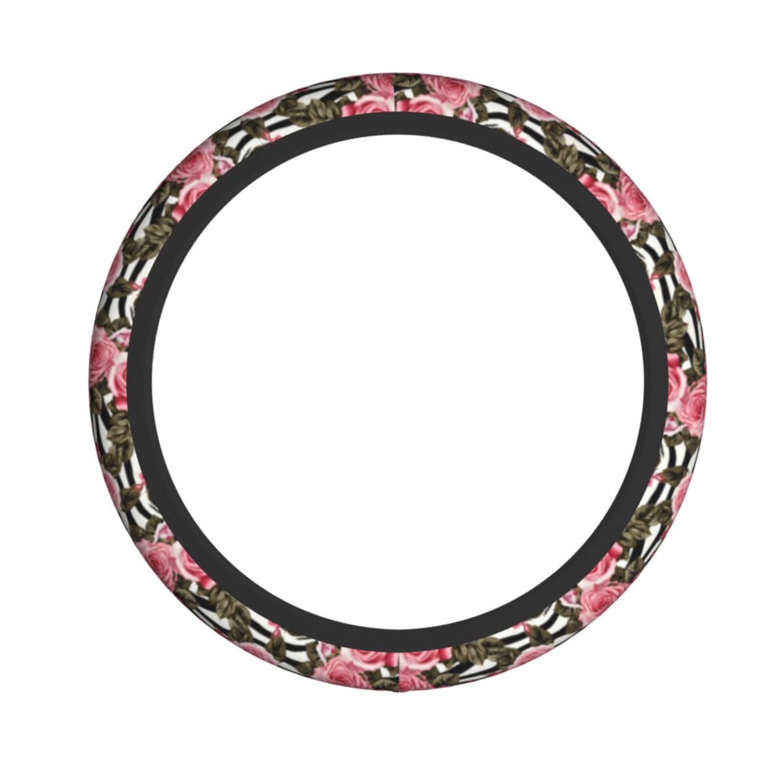 Auto-Lenkradbezug, Motiv: Rosen, Blumen, Zebrastreifen, 38,1 cm, rutschfest, langlebig, universelle Passform für die meisten Autos Auto-Lenkradbezug, Motiv: Rosen, Blumen, Zebrastreifen, 38,1 cm, rutschfest, langlebig, universelle Passform für die meisten Autos von SXOOGE