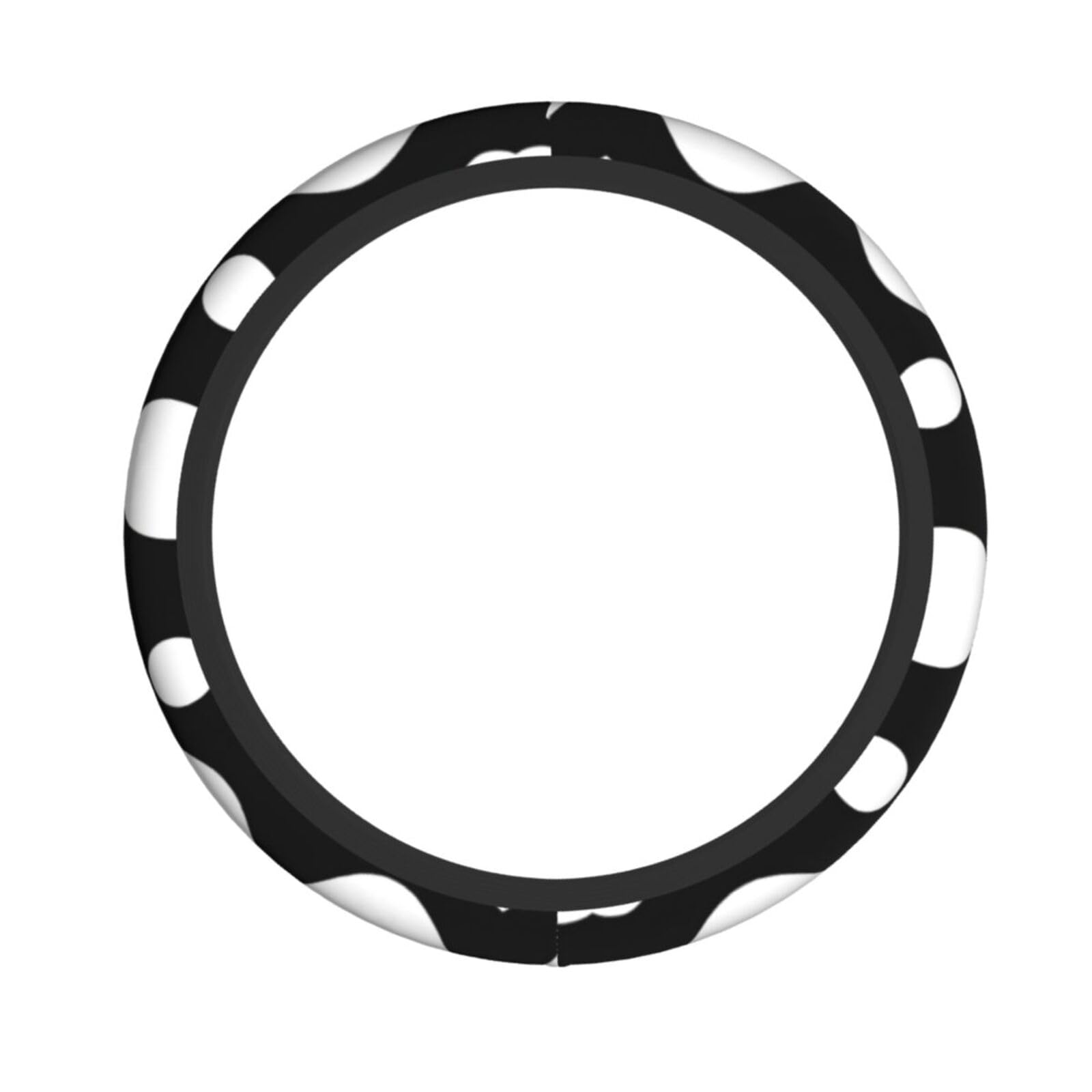 Auto-Lenkradbezug, Schwarz/Weiß, gepunktet, 38,1 cm, rutschfest, langlebig, universelle Passform für die meisten Autos Auto-Lenkradbezug, Schwarz/Weiß, gepunktet, 38,1 cm, rutschfest, langlebig, universelle Passform für die meisten Autos von SXOOGE