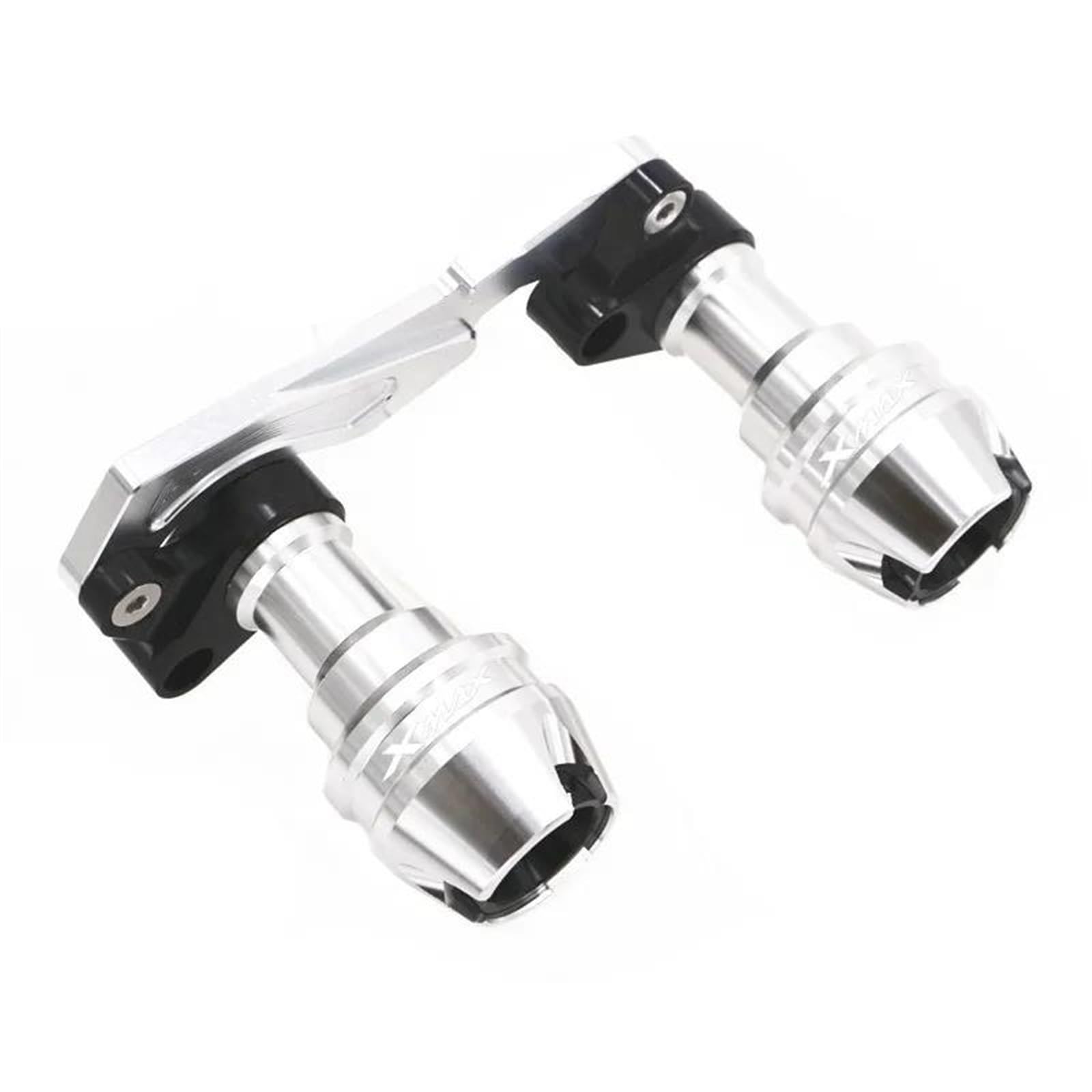 Motorrad Crash Schieberegler Für Yama-ha XMAX300 Für XMAX 300 Vorne Hinten Gabel Rad Fall Schalldämpfer Rohr Rahmen Schutz Rahmen Slider Anti Crash Protector(Silver,Rear) von SXQPOCAR