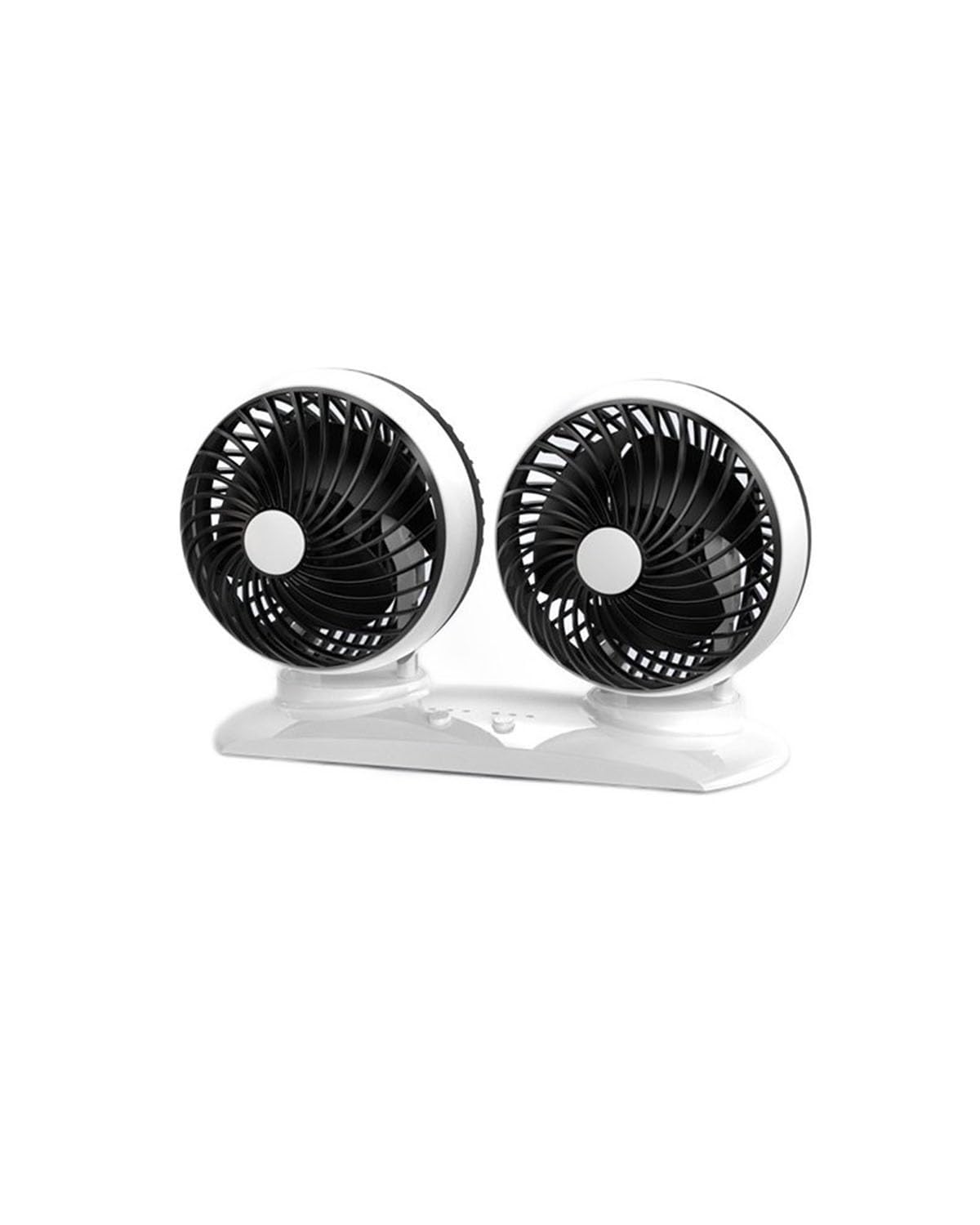 Auto Ventilator Doppelkopf 12V 24V Autolüfter USB-Anschluss Kühlfunktion KFZ Lüfter(Black and White) von SXXJVES