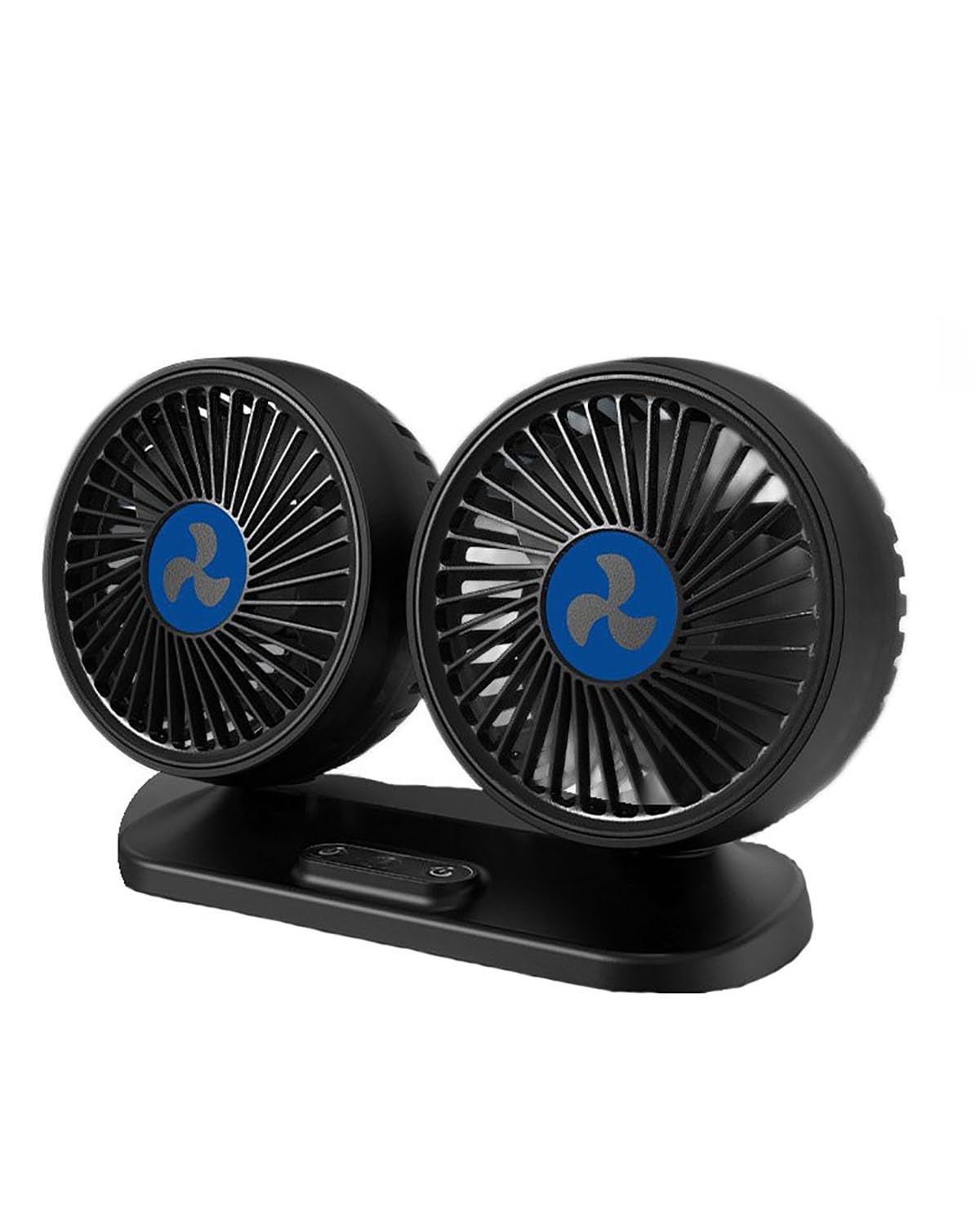 Auto Ventilator Doppelkopf 12V 24V Autolüfter USB-Anschluss Kühlfunktion KFZ Lüfter(ST-101 Black) von SXXJVES
