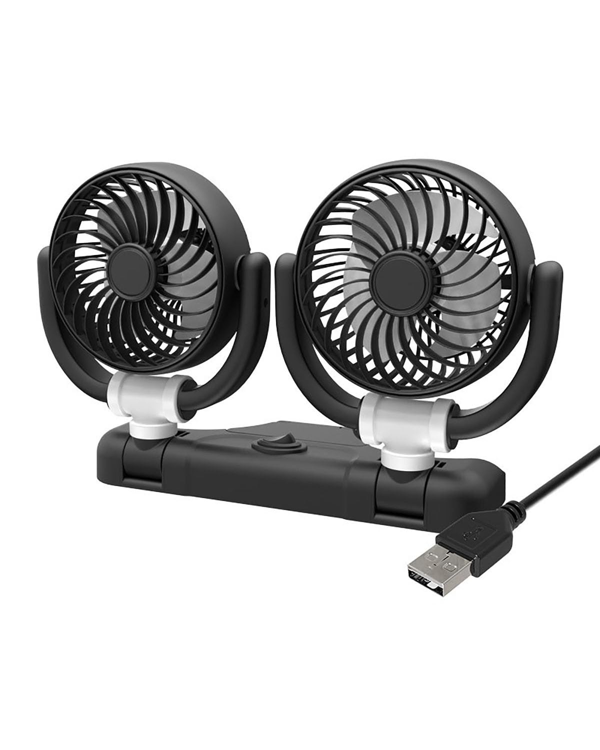 Auto Ventilator Doppelkopf Faltbarer 12V 24V USB-Anschluss Autolüfter Für Sommer KFZ Lüfter(USB Wire 9934A) von SXXJVES