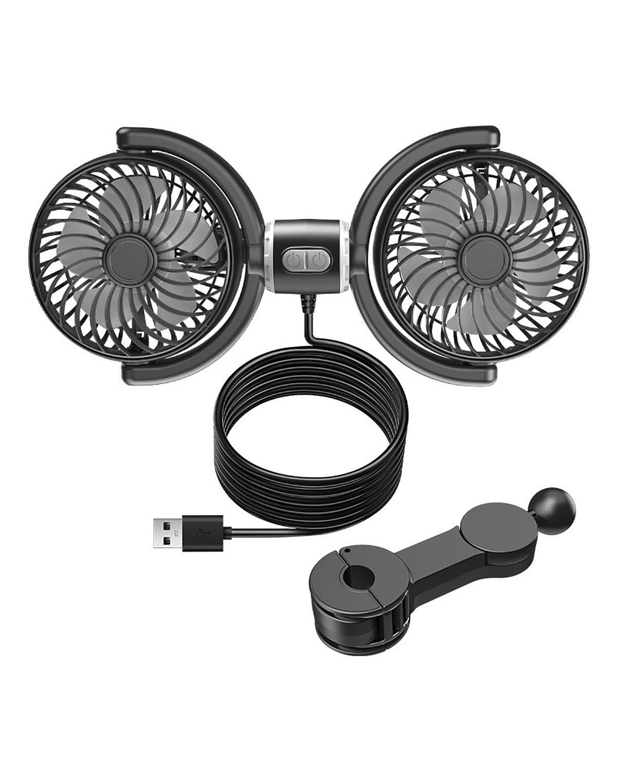 Auto Ventilator Doppelkopf Rücksitz 12V 24V USB-Anschluss Autolüfter Fahrzeuglüfter KFZ Lüfter Auto Ventilator Doppelkopf Rücksitz 12V 24V USB-Anschluss Autolüfter Fahrzeuglüfter KFZ Lüfter von SXXJVES