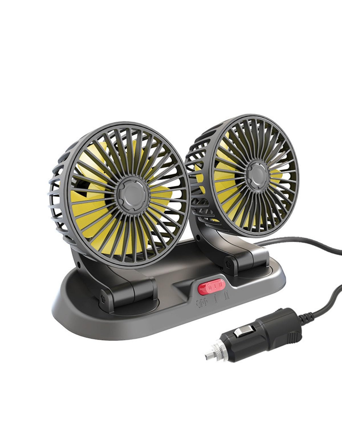 Auto Ventilator Sommer Doppelkopf 12V 24V Universeller Autolüfter USB-Anschluss KFZ Lüfter(12v Yellow 8469B) von SXXJVES