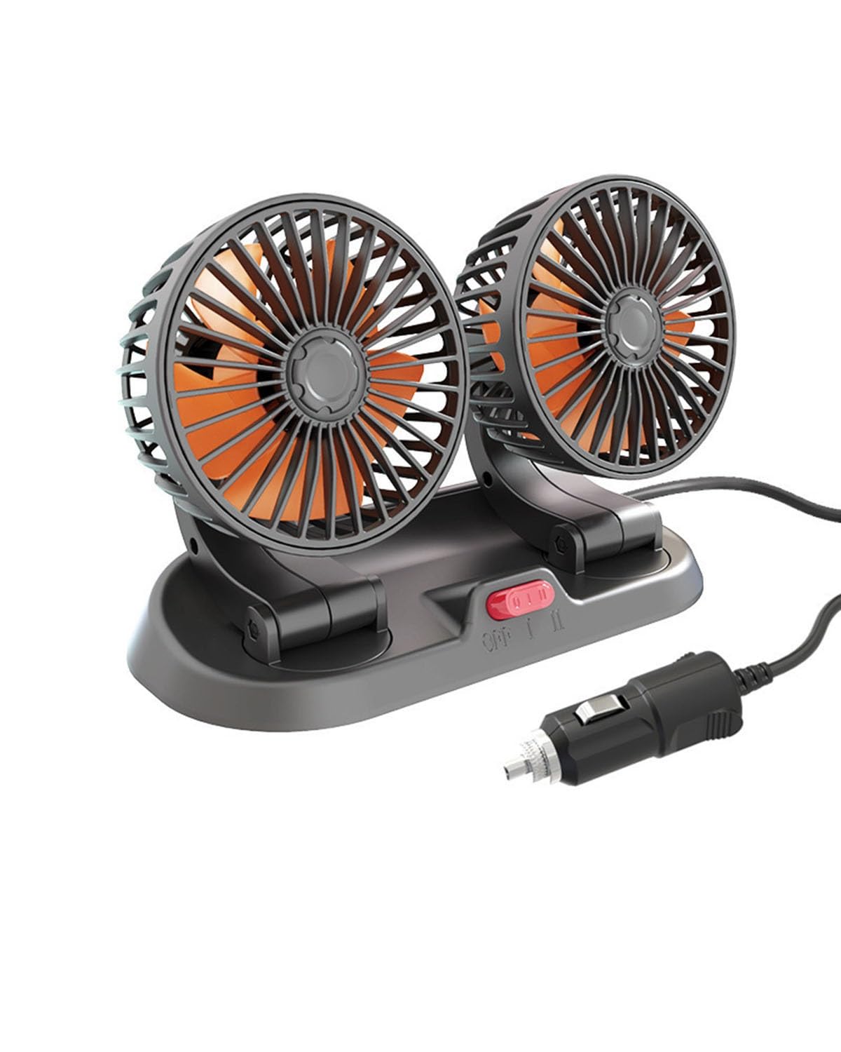Auto Ventilator Sommer Doppelkopf 12V 24V Universeller Autolüfter USB-Anschluss KFZ Lüfter(24v orange 8469C) von SXXJVES