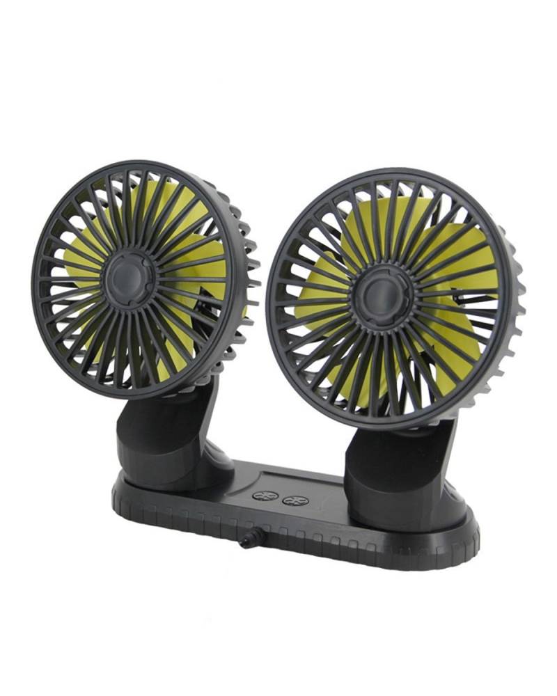 Auto Ventilator Sommer Doppelkopf 12V 24V Universeller Autolüfter USB-Anschluss KFZ Lüfter(Black Double Head 8424) von SXXJVES