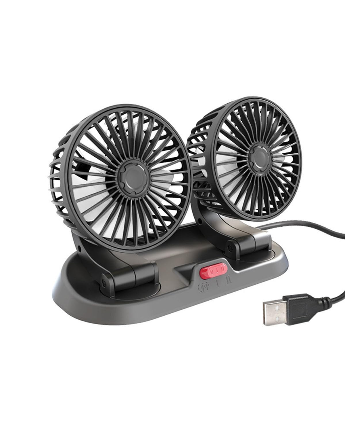 Auto Ventilator Sommer Doppelkopf 12V 24V Universeller Autolüfter USB-Anschluss KFZ Lüfter(USB Interface Gray 8469A) von SXXJVES