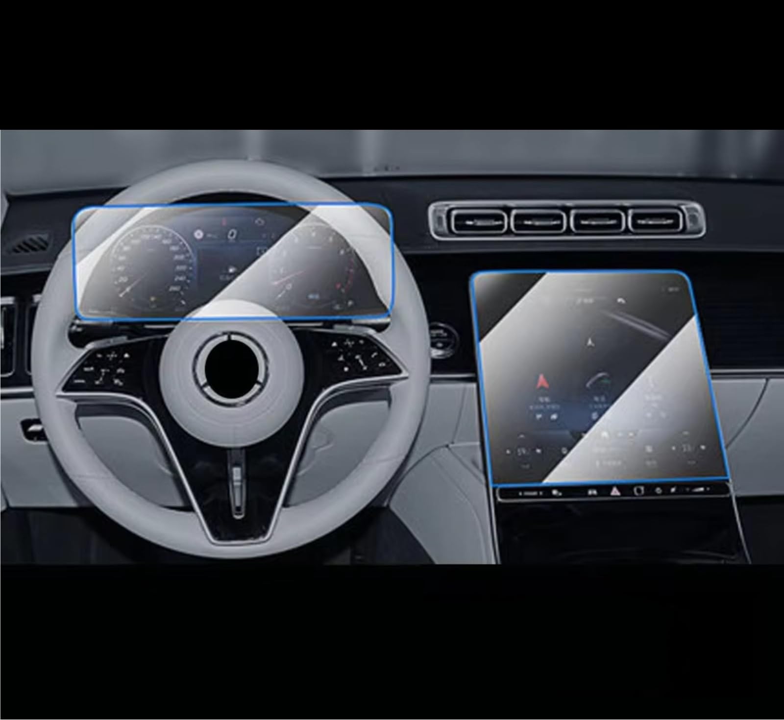 Kompatibel Mit Benz Für S-Class W223 2021, Auto-Displayschutz Aus Gehärtetem Glas, 12,8 Zoll, Auto-Navigation, Navigations-Displayschutzfolie Navigation Schutzfolie(GPS and Instrument) von SYBLW