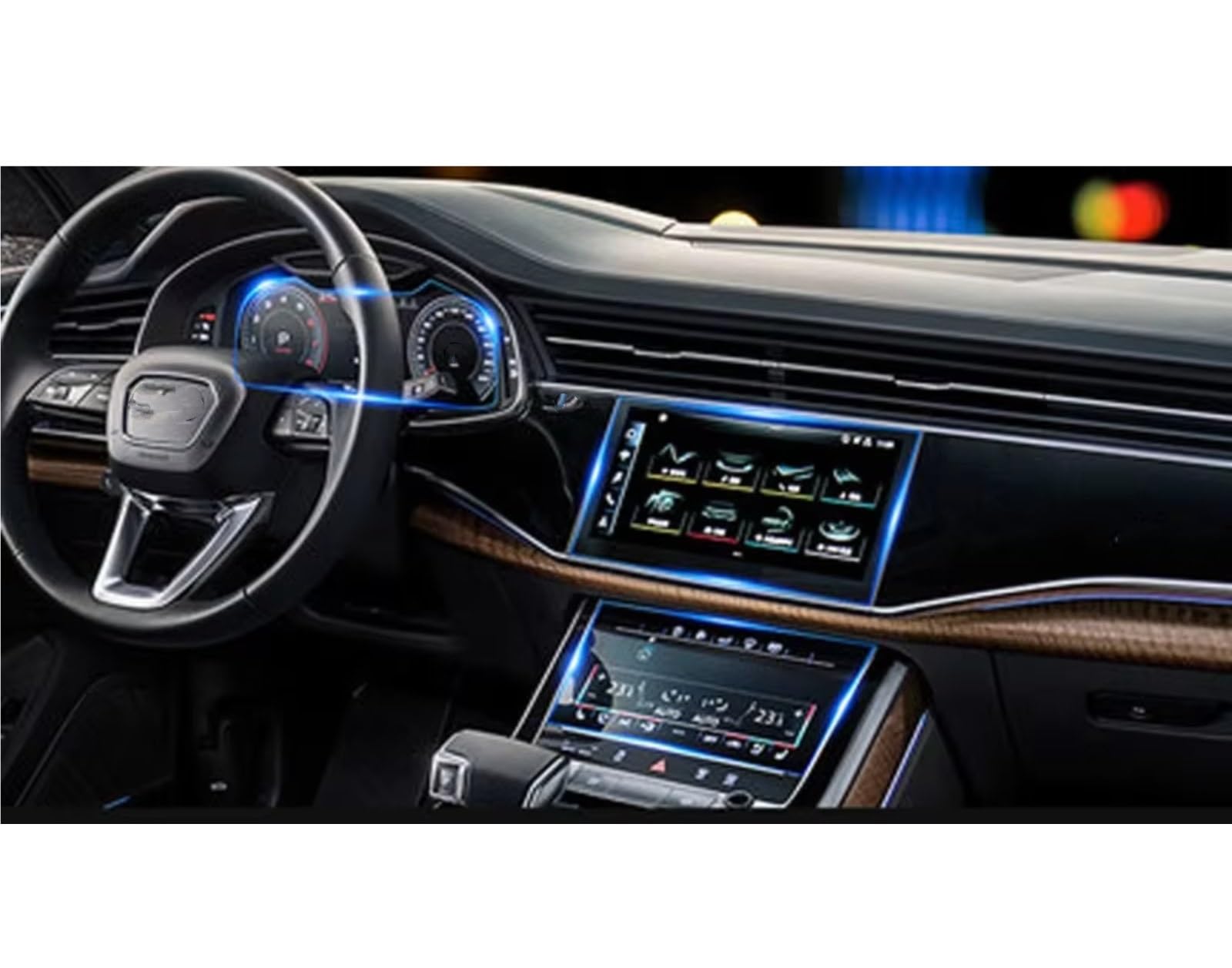 SYBLW Kompatibel Mit A6 C8 A7 2018 2019 2020, Auto-GPS-Navigation, Armaturenbrett-Bildschirm, Gehärtetes Glas, Displayschutzfolie, Stahl-Schutzfolie Navigation Schutzfolie(1 Set) von SYBLW