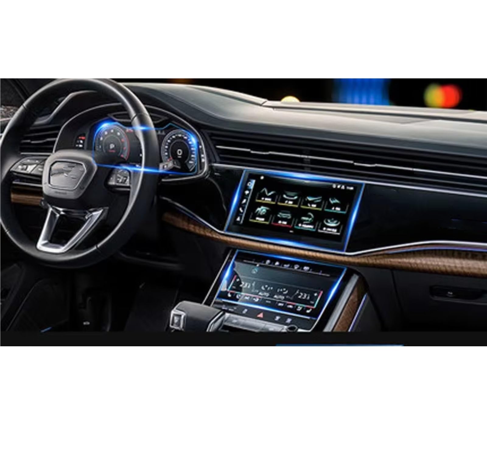 SYBLW Kompatibel Mit A6 C8 A7 2018 2019 2020, Auto-GPS-Navigation, Armaturenbrett-Bildschirm, Gehärtetes Glas, Displayschutzfolie, Stahl-Schutzfolie Navigation Schutzfolie(Instrument up Lower) von SYBLW